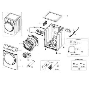 Main Assy Diagram and Parts List for DV457GVGSGR AA-0000 Samsung Dryer