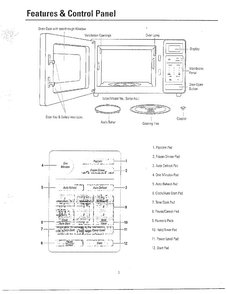 Features And Control Panel Diagram and Parts List for MW3580T XAA Samsung Microwave