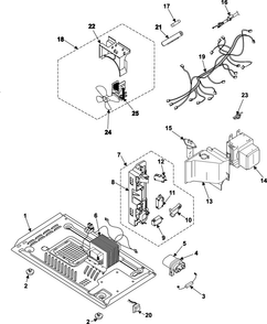 Internal Control/latch Assy/base Diagram and Parts List for MW840BC XAA Samsung Microwave