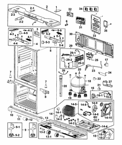 Cabinet Diagram and Parts List for RF267HERS XAA-0001 Samsung Refrigerator