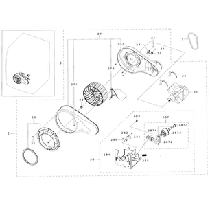 Motor Duct Diagram and Parts List for DV50K7500GW A3-0001 Samsung Dryer