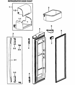 Right Door Diagram and Parts List for RF265AASH XAA-0000 Samsung Refrigerator