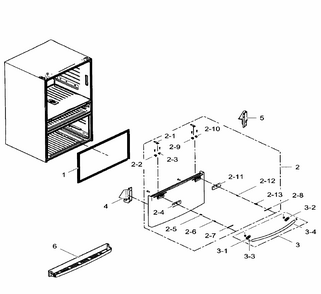Freezer Door Diagram and Parts List for RF31FMEDBWW AA-0002 Samsung Refrigerator