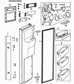 Left Door Diagram and Parts List for RS267LASH XAA-0000 Samsung Refrigerator