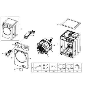 Main Section Diagram and Parts List for WF350ANW XAA-06 Samsung Washer