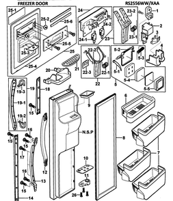 Base Assy Diagram and Parts List for RS2556WW XAA-0000 Samsung Refrigerator