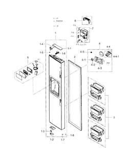 Freezr Door Diagram and Parts List for RS267TDRS XAA-0000 Samsung Refrigerator