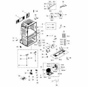 Cabinet Diagram and Parts List for RF28HMEDBWW AA-0001 Samsung Refrigerator