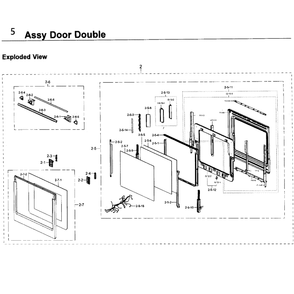 Door Double Diagram and Parts List for NV51K6650DS AA-0000 Samsung Wall Oven