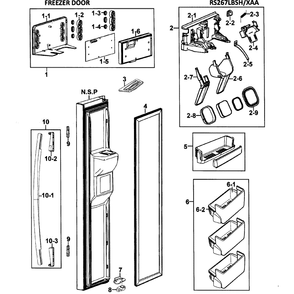 Left Door Diagram and Parts List for RS267LBSH XAA-0000 Samsung Refrigerator