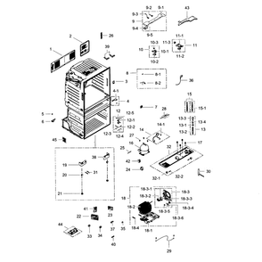 Cabinet Diagram and Parts List for RF28HMEDBSR AA-0009 Samsung Refrigerator