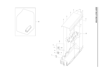 Heater Duct Assembly Diagram and Parts List for DVE45T3400P A3-00 Samsung Dryer