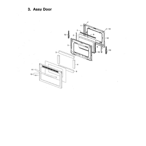 Door Diagram and Parts List for NX58M6630SS AA-00 Samsung Range
