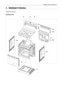 Main Assembly Diagram and Parts List for NX60A6111SS AA-00 Samsung Range
