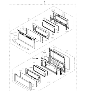 Door Diagram and Parts List for NE59J7850WS AA-0001 Samsung Range