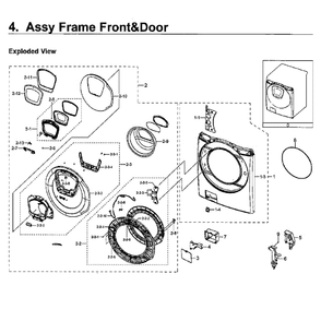 Frame Front And Door Diagram and Parts List for WF50K7500AV A2-11 Samsung Washer