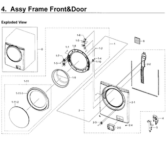 Frame Front & Door Diagram and Parts List for WF350ANP XAA-0004 Samsung Washer