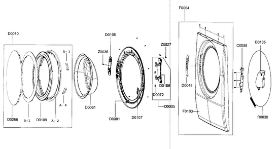 Door Assy Diagram and Parts List for WF337AAG XAA-0000 Samsung Washer