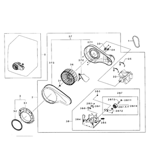 Motor Assembly Diagram and Parts List for DV431AGP XAA-02 Samsung Dryer