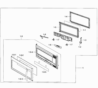 Door Assy Diagram and Parts List for ME21F707MJT AA-00 Samsung Microwave