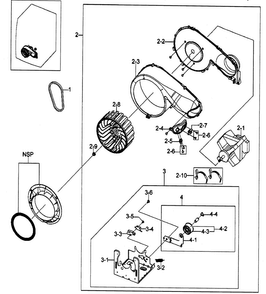 Motor Assy Diagram and Parts List for DV203AGS XAA-0000 Samsung Dryer