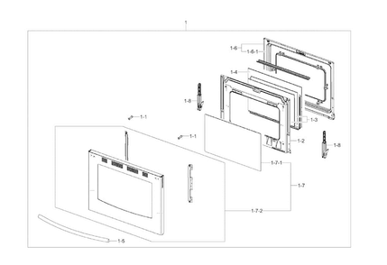 Door Assy Diagram and Parts List for NX58F5700WS AA-0001 Samsung Range