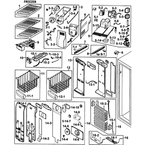 Freezer Diagram and Parts List for RS265LABP XAA-0000 Samsung Refrigerator