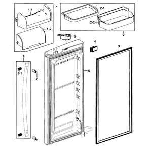 Refrigerator Door-R Diagram and Parts List for RF267AZPN XAA-0000 Samsung Refrigerator