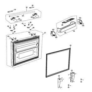 Freeze Door Diagram and Parts List for RF267ADRS XAA-0000 Samsung Refrigerator