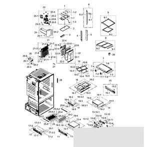 Refrigerator Diagram and Parts List for RF30HDEDTSR AA-0001 Samsung Refrigerator