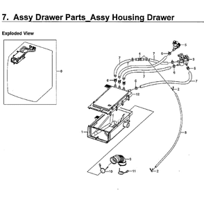 Drawer Housing Diagram and Parts List for WF45M5500AW A5-0000 Samsung Washer