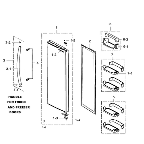 Fridge Door Diagram and Parts List for RS265TDBP XAA-0002 Samsung Refrigerator