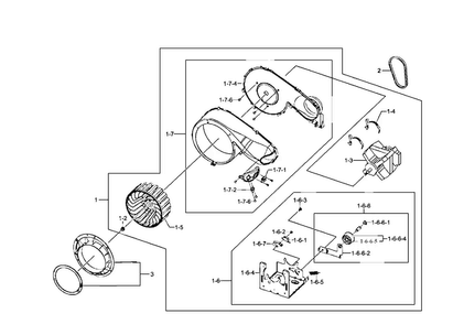 Motor Assy Diagram and Parts List for DV407AEW XAA-0001 Samsung Dryer