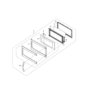 Door Diagram and Parts List for SMH1611W XAA-0000 Samsung Microwave
