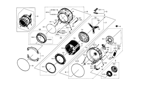 Tub & Drum Diagram and Parts List for WF330ANW XAA-0006 Samsung Washer