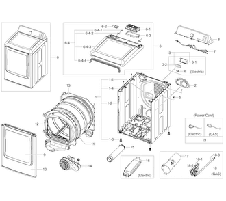 Main Diagram and Parts List for DV45H7000EW A2-0002 Samsung Dryer