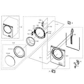 Frame 1 Diagram and Parts List for WF350ANW XAA-06 Samsung Washer