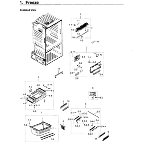 Freezer Diagram and Parts List for RF23HCEDBSR AA-0011 Samsung Refrigerator