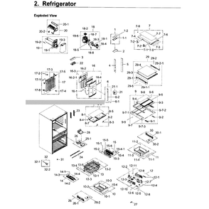 Fridge Diagram and Parts List for RF22KREDBSG AA-01 Samsung Refrigerator