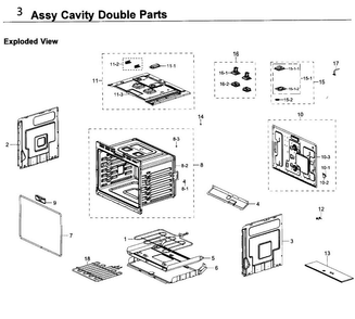 Cavity Double Parts Diagram and Parts List for NV51K6650DG AA-0000 Samsung Wall Oven
