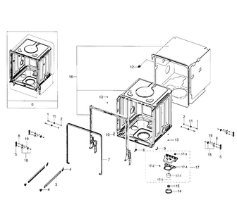 Tub Diagram and Parts List for DW80J7550UW AA-0001 Samsung Dishwasher