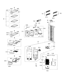 Freezer Diagram and Parts List for RH30H9500SR AA-01 Samsung Refrigerator