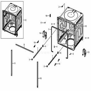 Assembly Tub Diagram and Parts List for DW80J3020US (AA)(0001) Samsung Dishwasher