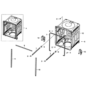 Tub Assembly Diagram and Parts List for DW80F800UWS AA-0001 Samsung Dishwasher