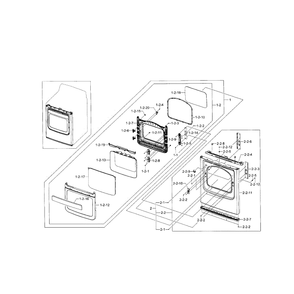 Front And Door Diagram and Parts List for DV5471AGW XAA-0002 Samsung Dryer
