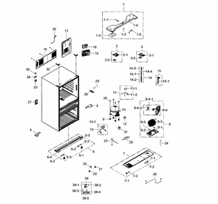 Cabinet Diagram and Parts List for RF31FMESBSR AA-0003 Samsung Refrigerator