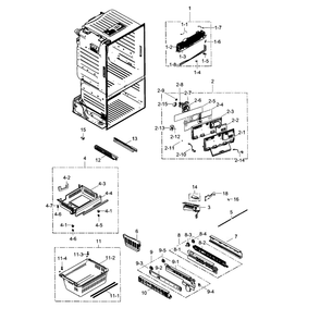 Freezer Diagram and Parts List for RF263BEAESR AA-01 Samsung Refrigerator