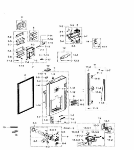 Fridge Door Left Diagram and Parts List for RF34H9960S4 AA-0003 Samsung Refrigerator