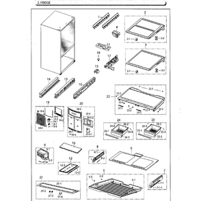 Fridge Diagram and Parts List for RF260BEAESG AA-02 Samsung Refrigerator