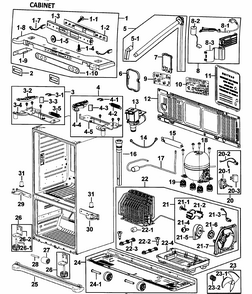 Cabinet Diagram and Parts List for RF265AASH XAA-0000 Samsung Refrigerator